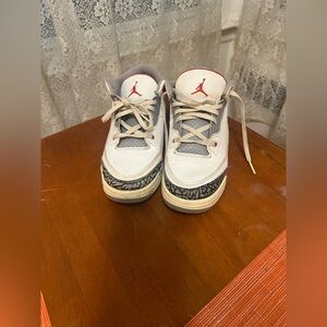 Jordan Kids White Gray Red Retro Style Sneakers